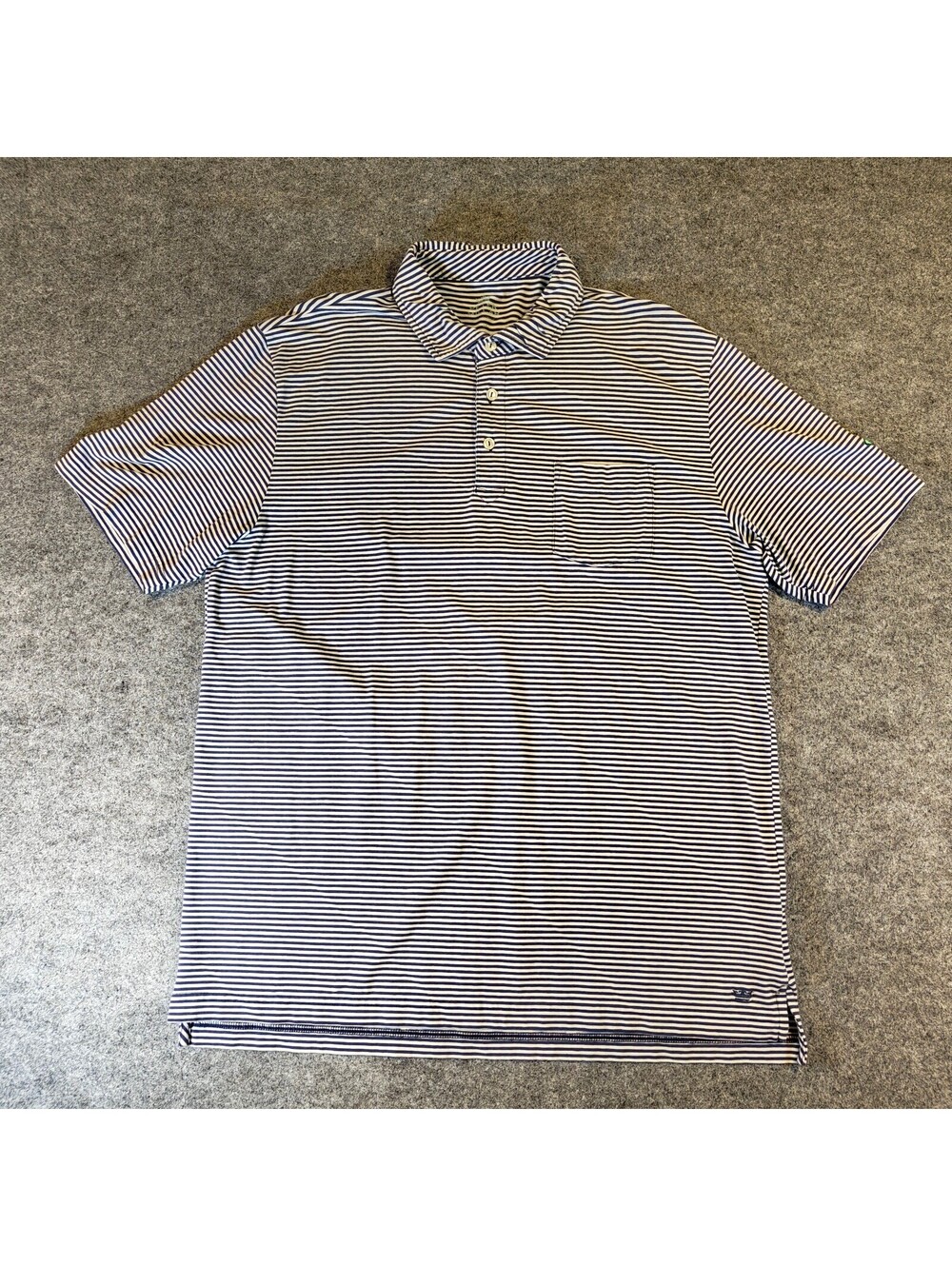 Peter Millar Crown Crafted Golf Polo Shirt Blue White Striped Pocket Mens Size M